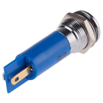 RS PRO Blue Panel Mount Indicator, 12mm Mounting Hole Size, Solder Tab Termination, IP67