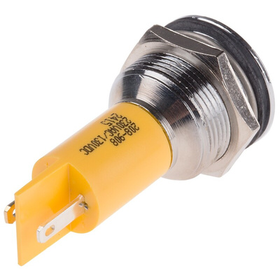RS PRO Yellow Panel Mount Indicator, 130 V dc, 230V ac, 19mm Mounting Hole Size