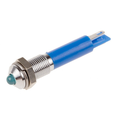 RS PRO Blue Panel Mount Indicator, 12V dc, 6mm Mounting Hole Size, Solder Tab Termination