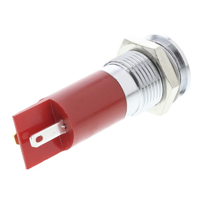 RS PRO Red Panel Mount Indicator, 12V ac, 14mm Mounting Hole Size, Solder Tab Termination