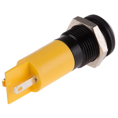 RS PRO Yellow Panel Mount Indicator, 12V, 14mm Mounting Hole Size, IP67