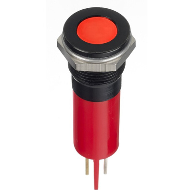 RS PRO Red Panel Mount Indicator, 12V dc, 12mm Mounting Hole Size, Faston, Solder Lug Termination, IP67