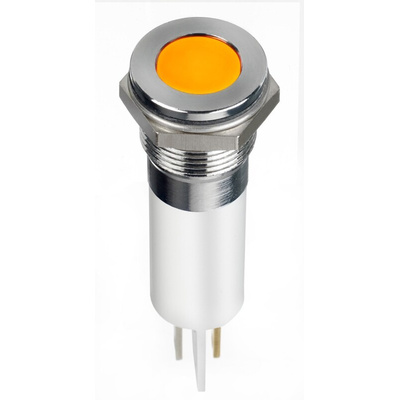 RS PRO Orange Panel Mount Indicator, 12V dc, 12mm Mounting Hole Size, Faston, Solder Lug Termination, IP67