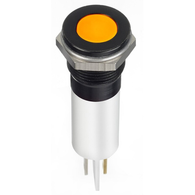 RS PRO Orange Panel Mount Indicator, 12V dc, 12mm Mounting Hole Size, Faston, Solder Lug Termination, IP67