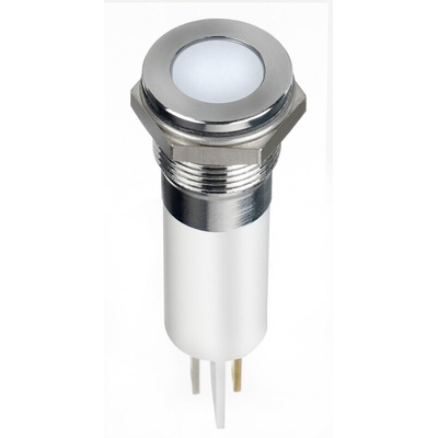RS PRO White Panel Mount Indicator, 12V dc, 12mm Mounting Hole Size, Faston, Solder Lug Termination, IP67