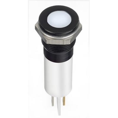 RS PRO White Panel Mount Indicator, 220V ac, 12mm Mounting Hole Size, Faston, Solder Lug Termination, IP67