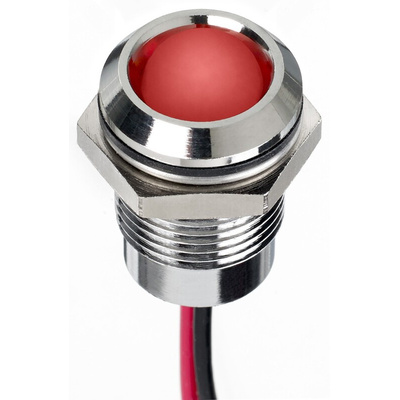 RS PRO Red Panel Mount Indicator, 24V dc, 14mm Mounting Hole Size, Lead Wires Termination, IP67