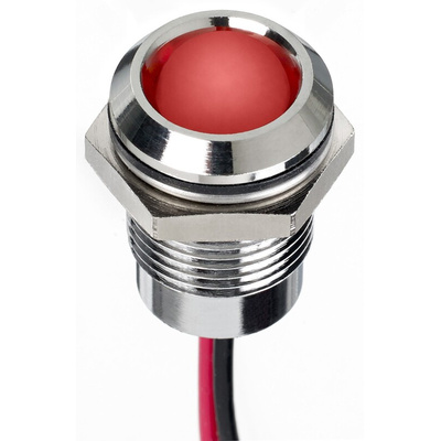 RS PRO Red Panel Mount Indicator, 220V ac, 14mm Mounting Hole Size, Lead Wires Termination, IP67
