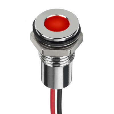 RS PRO Red Panel Mount Indicator, 24V dc, 8mm Mounting Hole Size, Lead Wires Termination, IP67