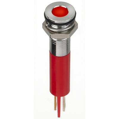 RS PRO Red Panel Mount Indicator, 2V dc, 8mm Mounting Hole Size, Faston, Solder Lug Termination, IP67