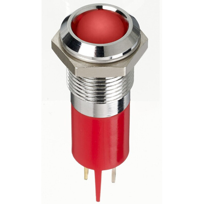 RS PRO Red Panel Mount Indicator, 2V dc, 14mm Mounting Hole Size, Faston, Solder Lug Termination, IP67
