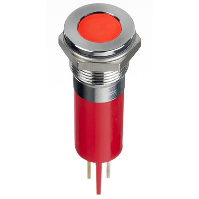 RS PRO Red Panel Mount Indicator, 24V dc, 14mm Mounting Hole Size, Faston, Solder Lug Termination, IP67