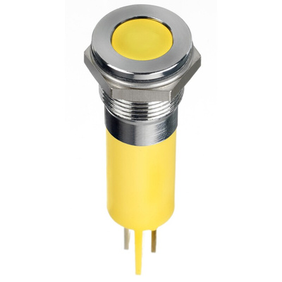 RS PRO Yellow Panel Mount Indicator, 24V dc, 14mm Mounting Hole Size, Faston, Solder Lug Termination, IP67
