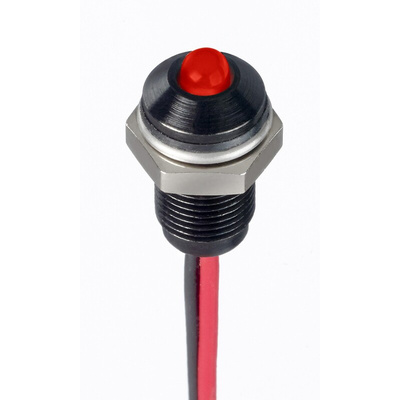 RS PRO Red Panel Mount Indicator, 1.8 → 3.3V dc, 6mm Mounting Hole Size, Lead Wires Termination, IP67