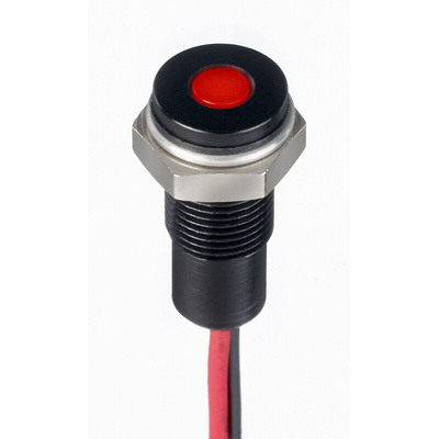 RS PRO Red Panel Mount Indicator, 21.6 → 26.4V dc, 6mm Mounting Hole Size, Lead Wires Termination, IP67