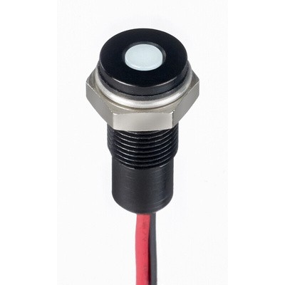 RS PRO White Panel Mount Indicator, 21.6 → 26.4V dc, 6mm Mounting Hole Size, Lead Wires Termination, IP67