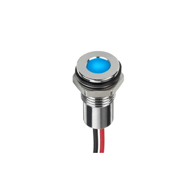 RS PRO Blue Panel Mount Indicator, 6V dc, 8mm Mounting Hole Size, Lead Wires Termination, IP67