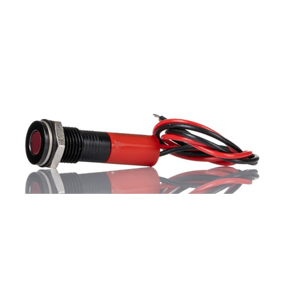 RS PRO Red Panel Mount Indicator, 2V dc, 8mm Mounting Hole Size, Lead Wires Termination, IP67