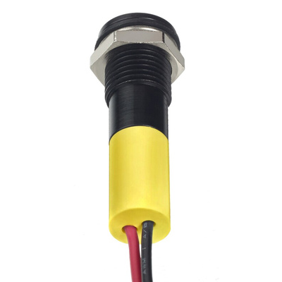 RS PRO Yellow Panel Mount Indicator, 2V dc, 8mm Mounting Hole Size, Lead Wires Termination, IP67