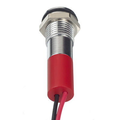 RS PRO Red Panel Mount Indicator, 24V dc, 8mm Mounting Hole Size, Lead Wires Termination, IP67