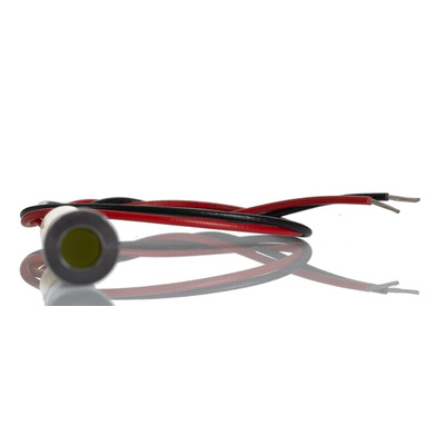 RS PRO Yellow Panel Mount Indicator, 24V dc, 8mm Mounting Hole Size, Lead Wires Termination, IP67
