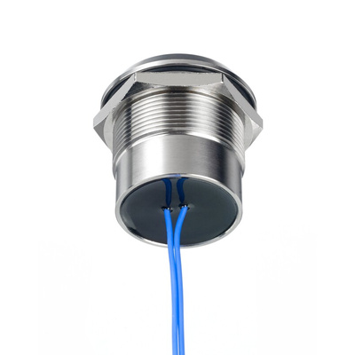 RS PRO Blue Panel Mount Indicator, 12 → 24V ac/dc, 25mm Mounting Hole Size, Lead Wires Termination, IP67, IP69K