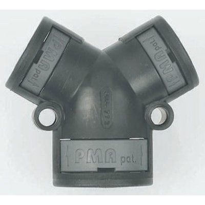 PMA Y Piece Cable Conduit Fitting, Black 12 mm, 16 mm nominal size