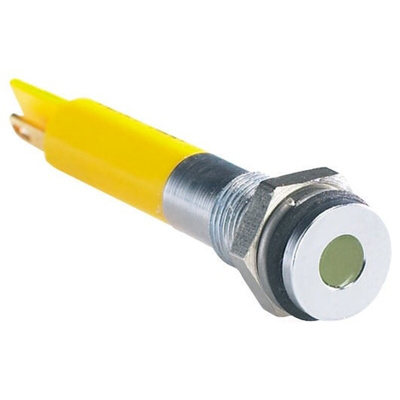 RS PRO Yellow Panel Mount Indicator, 12V dc, 8mm Mounting Hole Size, Solder Tab Termination, IP67