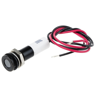 RS PRO White Panel Mount Indicator, 220V ac, 8mm Mounting Hole Size, Lead Wires Termination, IP67