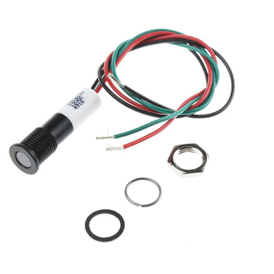 RS PRO Panel Mount Indicator, 12V dc, 8mm Mounting Hole Size, Lead Wires Termination, IP67