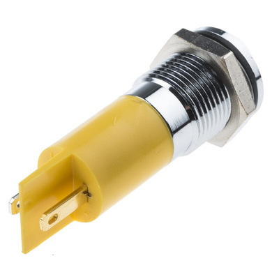 RS PRO Yellow Panel Mount Indicator, 24V dc, 14mm Mounting Hole Size, Solder Tab Termination, IP67