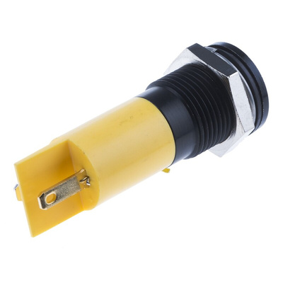 RS PRO Yellow Panel Mount Indicator, 24V dc, 14mm Mounting Hole Size, Solder Tab Termination, IP67