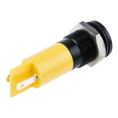 RS PRO Yellow Panel Mount Indicator, 220V ac, 14mm Mounting Hole Size, Solder Tab Termination, IP67