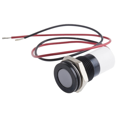 RS PRO White Panel Mount Indicator, 24V dc, 14mm Mounting Hole Size, Lead Wires Termination, IP67