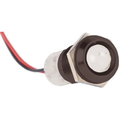 RS PRO White Panel Mount Indicator, 110V ac, 14mm Mounting Hole Size, Lead Wires Termination, IP67