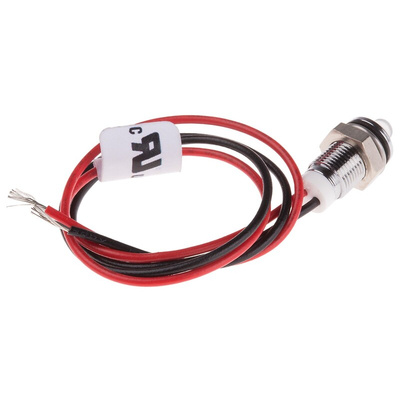 RS PRO White Panel Mount Indicator, 2V dc, 6mm Mounting Hole Size, Lead Wires Termination, IP67