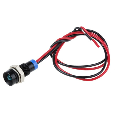 RS PRO Blue Panel Mount Indicator, 2V dc, 6mm Mounting Hole Size, Lead Wires Termination, IP67