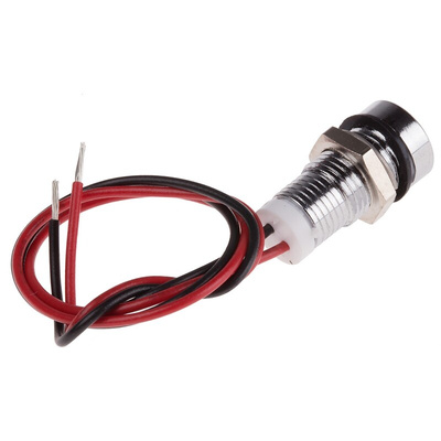 RS PRO White Panel Mount Indicator, 2V dc, 8mm Mounting Hole Size, Lead Wires Termination, IP67