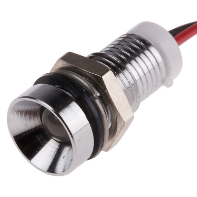 RS PRO White Panel Mount Indicator, 2V dc, 8mm Mounting Hole Size, Lead Wires Termination, IP67