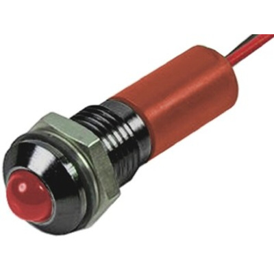 RS PRO Red Panel Mount Indicator, 2V dc, 8mm Mounting Hole Size, Lead Wires Termination, IP67