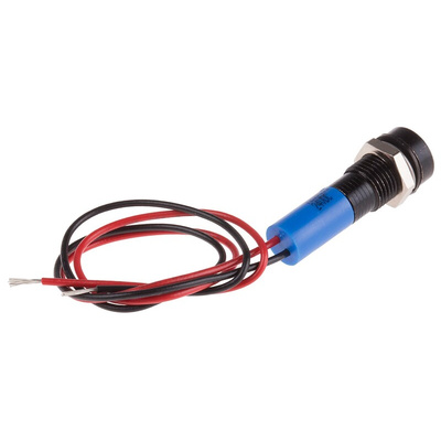 RS PRO Blue Panel Mount Indicator, 24V dc, 8mm Mounting Hole Size, Lead Wires Termination, IP67