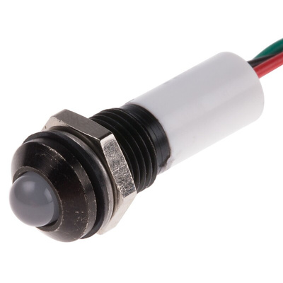 RS PRO Panel Mount Indicator, 12V dc, 8mm Mounting Hole Size, Lead Wires Termination, IP67