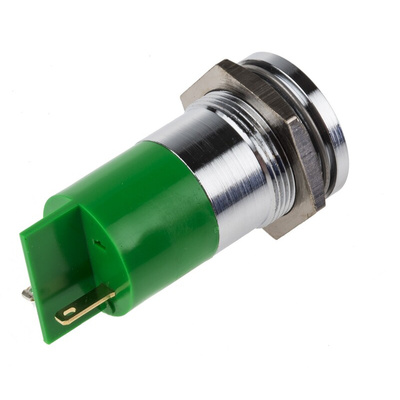 RS PRO Green Panel Mount Indicator, 110V dc, 22mm Mounting Hole Size, IP67