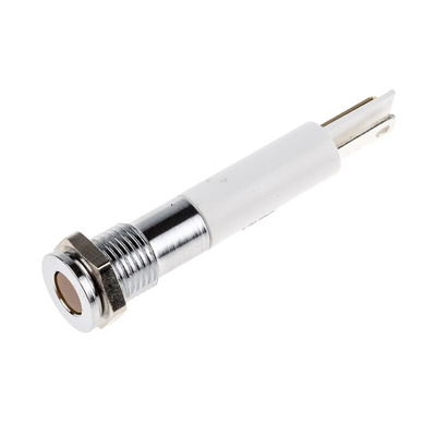 RS PRO Orange Panel Mount Indicator, 12V dc, 8mm Mounting Hole Size, Faston, Solder Lug Termination, IP67