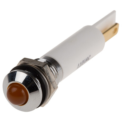 RS PRO Orange Panel Mount Indicator, 110V ac, 8mm Mounting Hole Size, IP67