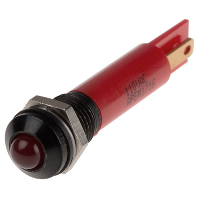 RS PRO Red Panel Mount Indicator, 110V ac, 8mm Mounting Hole Size, IP67