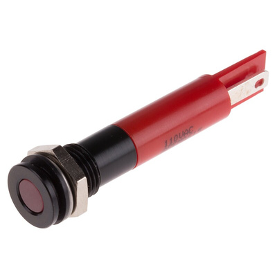 RS PRO Red Panel Mount Indicator, 110V ac, 8mm Mounting Hole Size, IP67