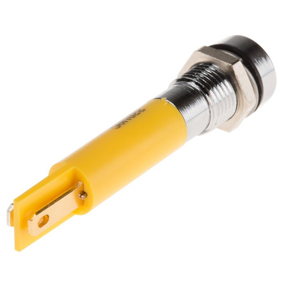 RS PRO Yellow Panel Mount Indicator, 220V ac, 8mm Mounting Hole Size, IP67