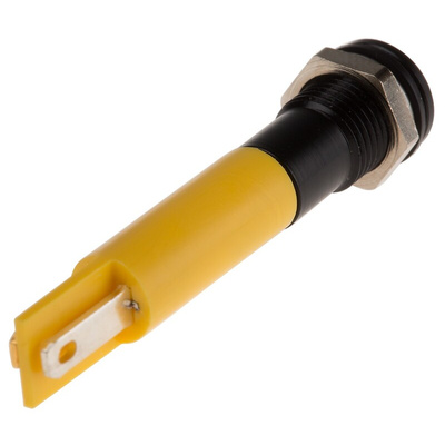 RS PRO Yellow Panel Mount Indicator, 220V ac, 8mm Mounting Hole Size, IP67
