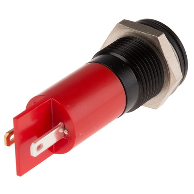 RS PRO Yellow Panel Mount Indicator, 220V ac, 14mm Mounting Hole Size, Faston, Solder Lug Termination, IP67